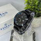 Timas Men's Watch – All-Black with Faceted Case and Textured Dial