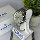 Timas Men's Watch – Silver with Black Textured Dial