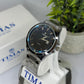 Timas Men's Watch – Black Dial with Metal Bracelet