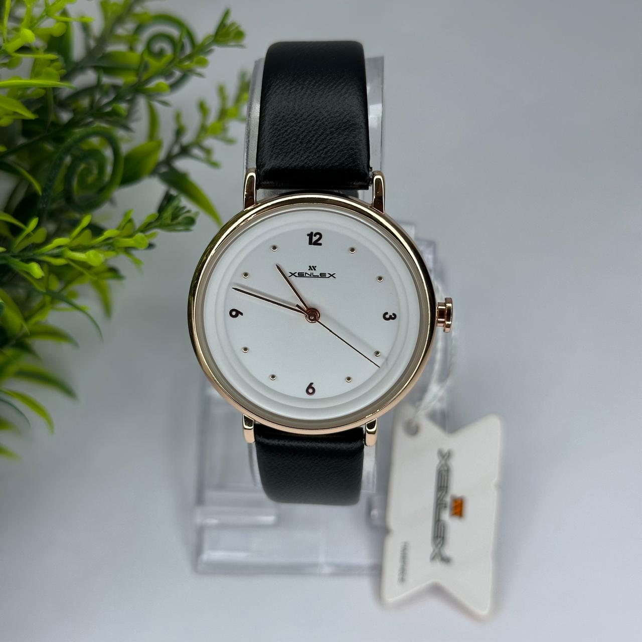 Elegant Beige Leather Strap Watch