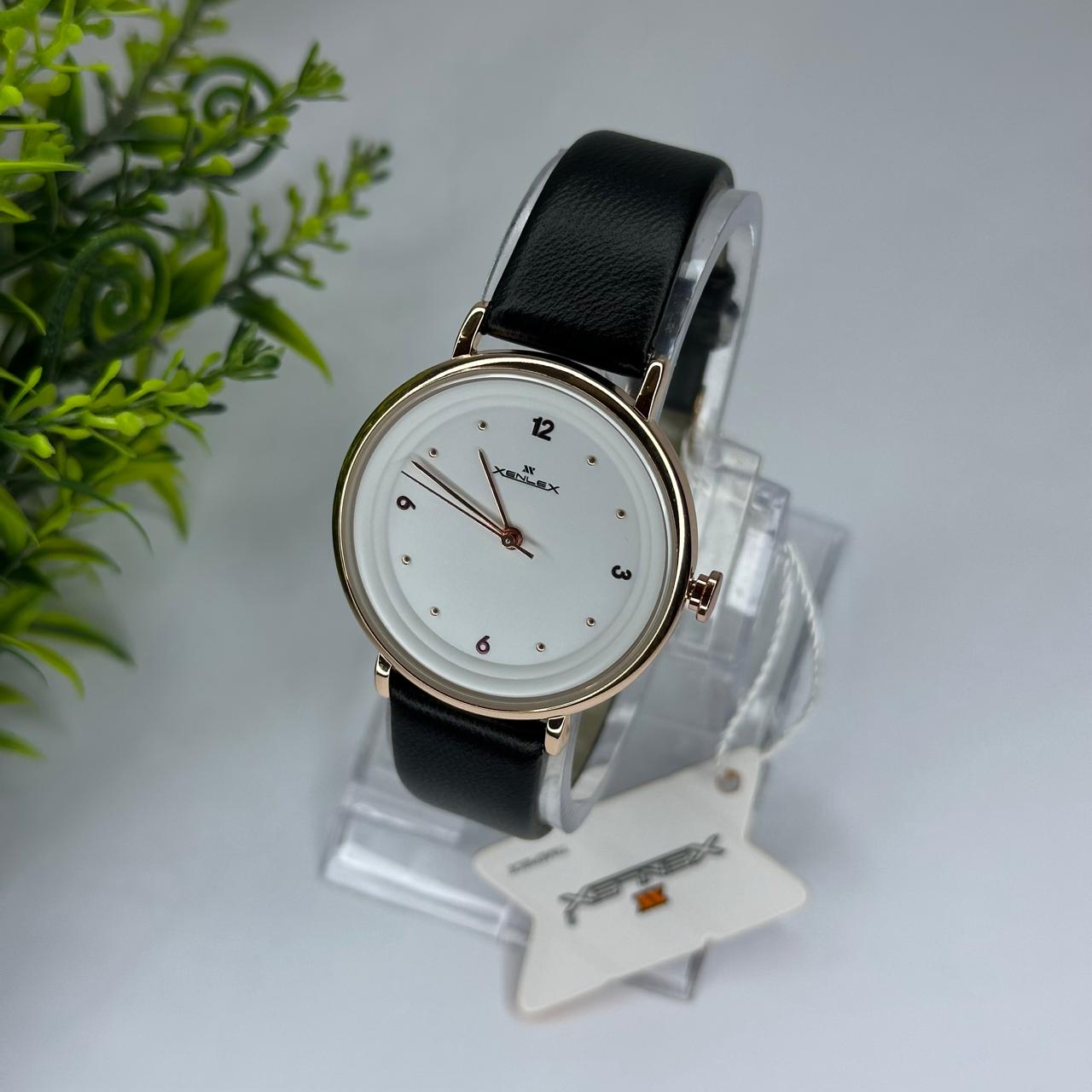 Elegant Beige Leather Strap Watch