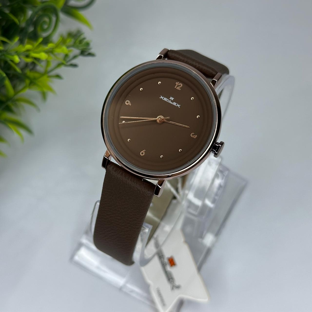 Elegant Dark Brown Leather Strap Watch – A Timeless Classic Xenlex Watch