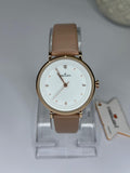 Elegant Beige Leather Strap Watch