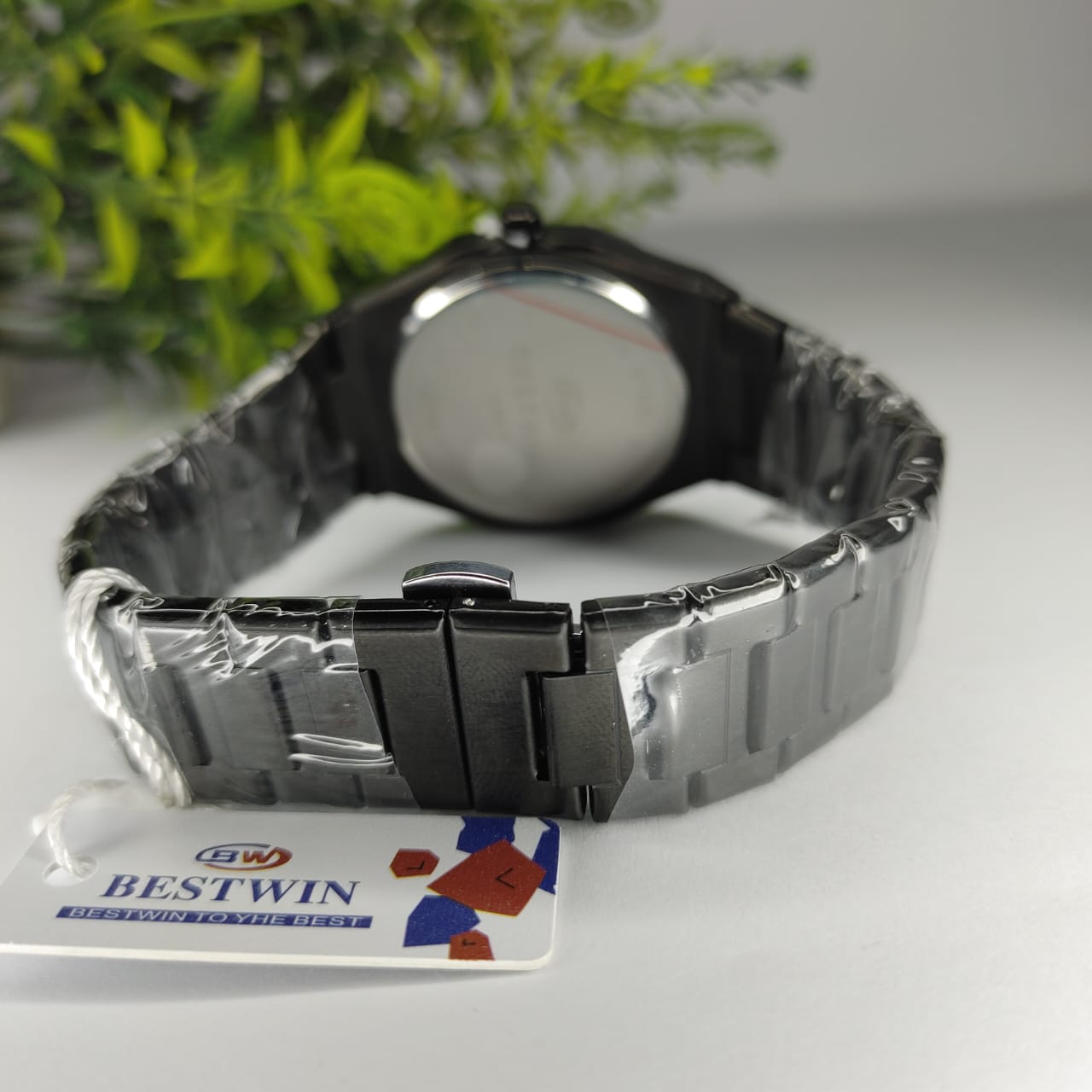 Black Arabic Aura Watch - High Quality Stainless Steel Chain BESTWIN 983