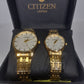 Gold Chain White Dial Citizen Couple Watch