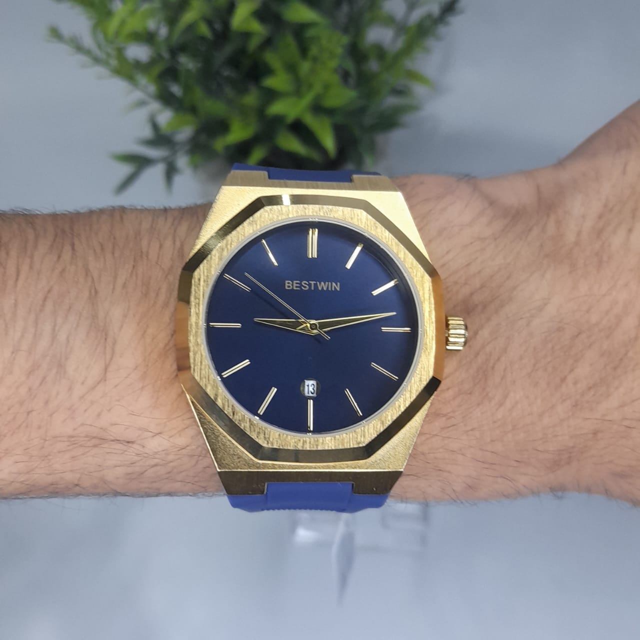 Bestwin Alloy case with blue dial Silicone Blue Strap