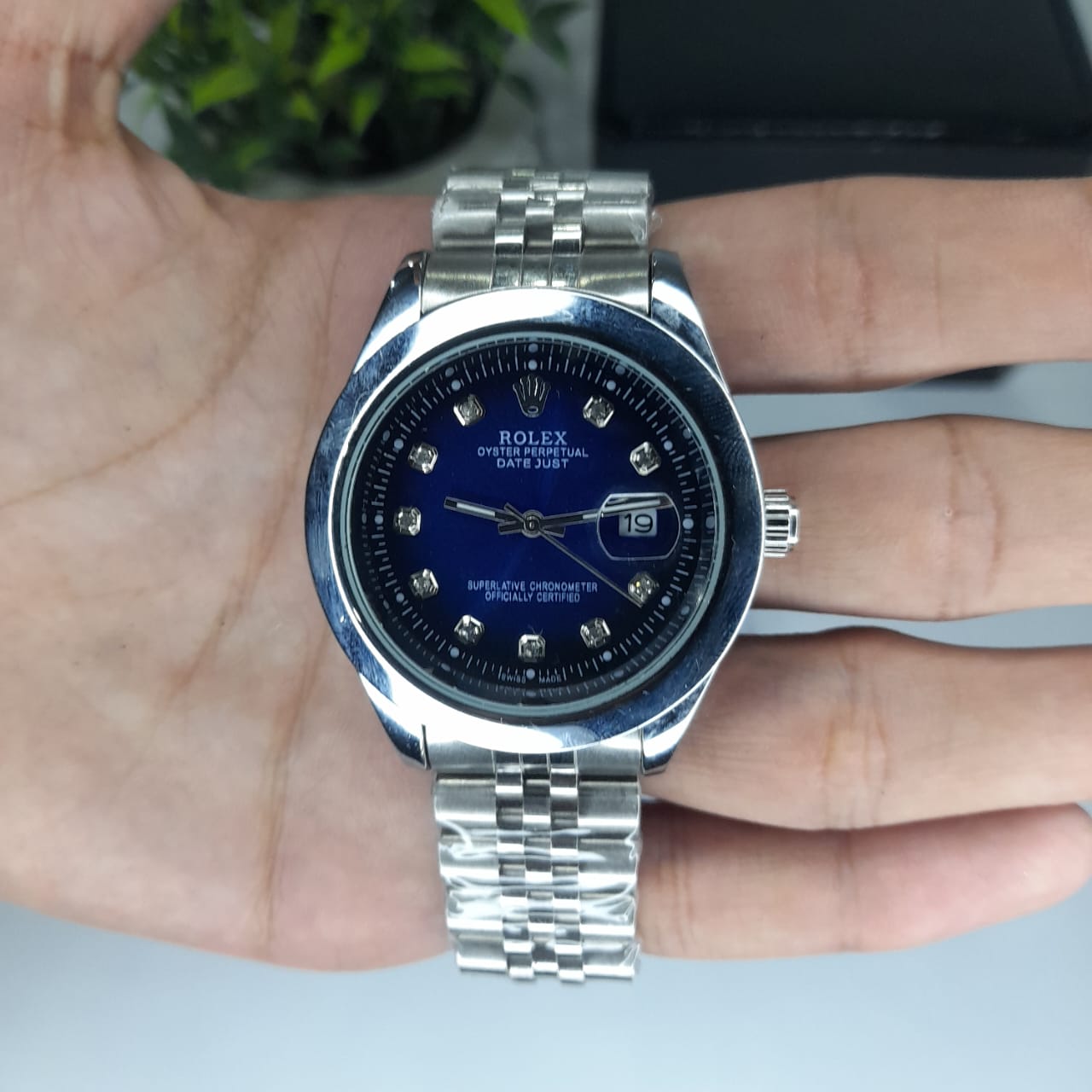 Rolex Silver chain blue dial Automatic Datejust Watch