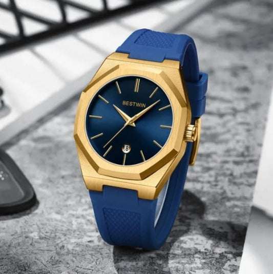 Bestwin Alloy case with blue dial Silicone Blue Strap