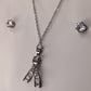 White Stone & Silver Chain Necklace Set for Girls & Women